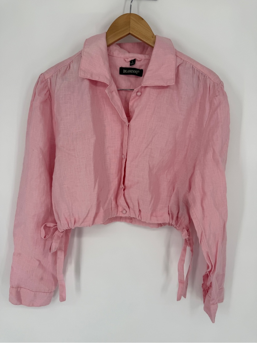 Blank NYC Linen Long Sleeve Button Down Top Size L
